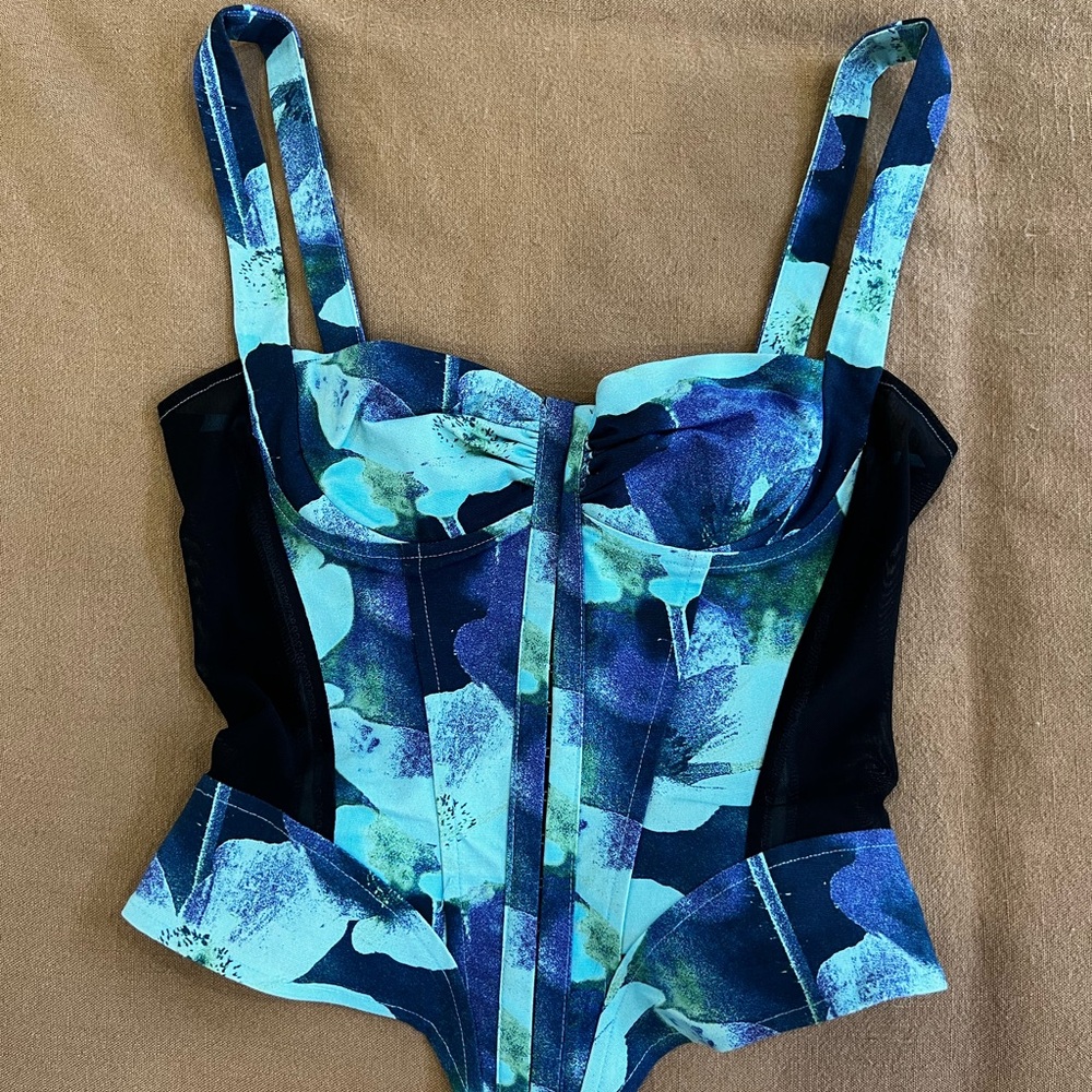 Miaou Deville Corset in Azul Print